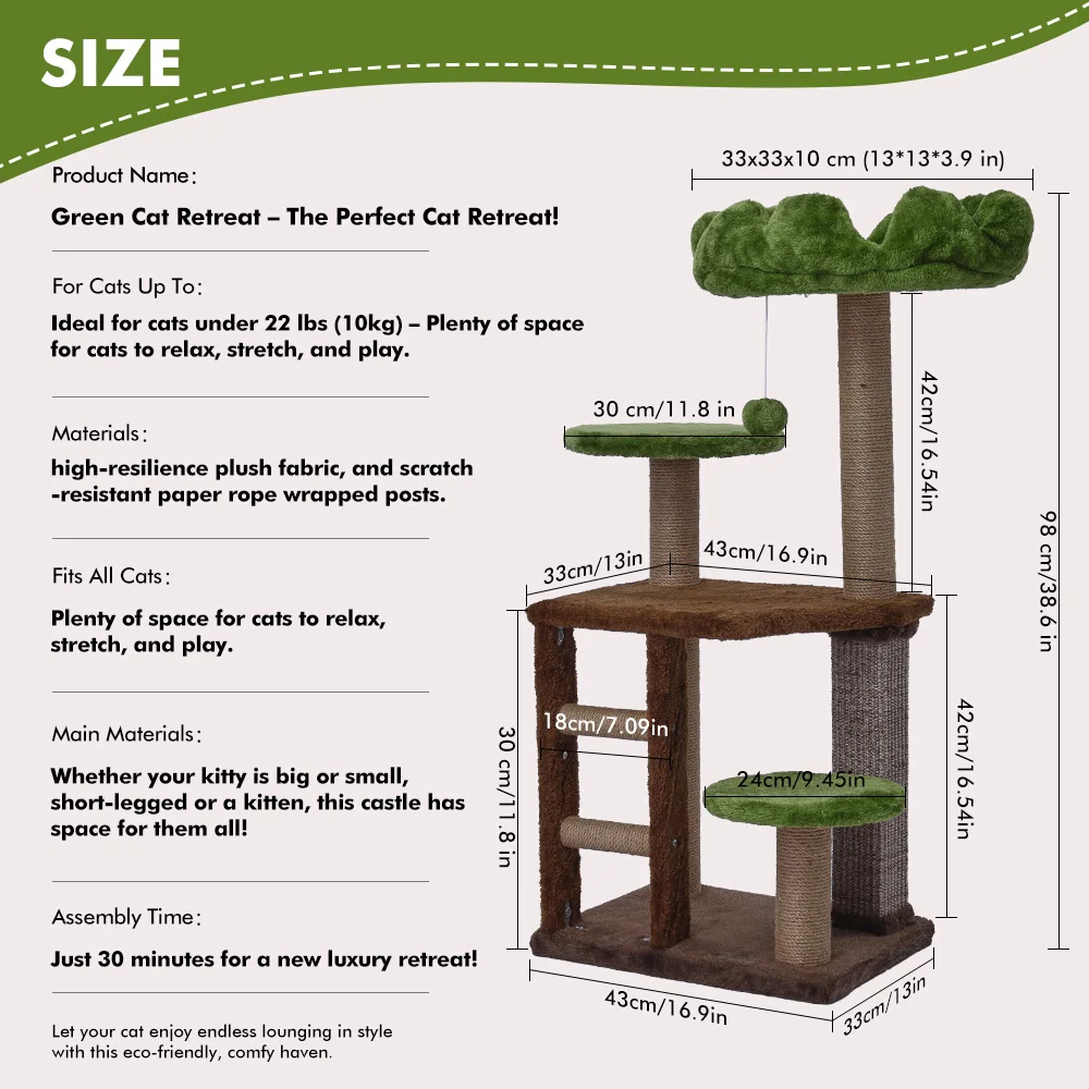 Árbol para Gatos Medianos: Torre de Niveles con Escalera y Rascador - imagen 5