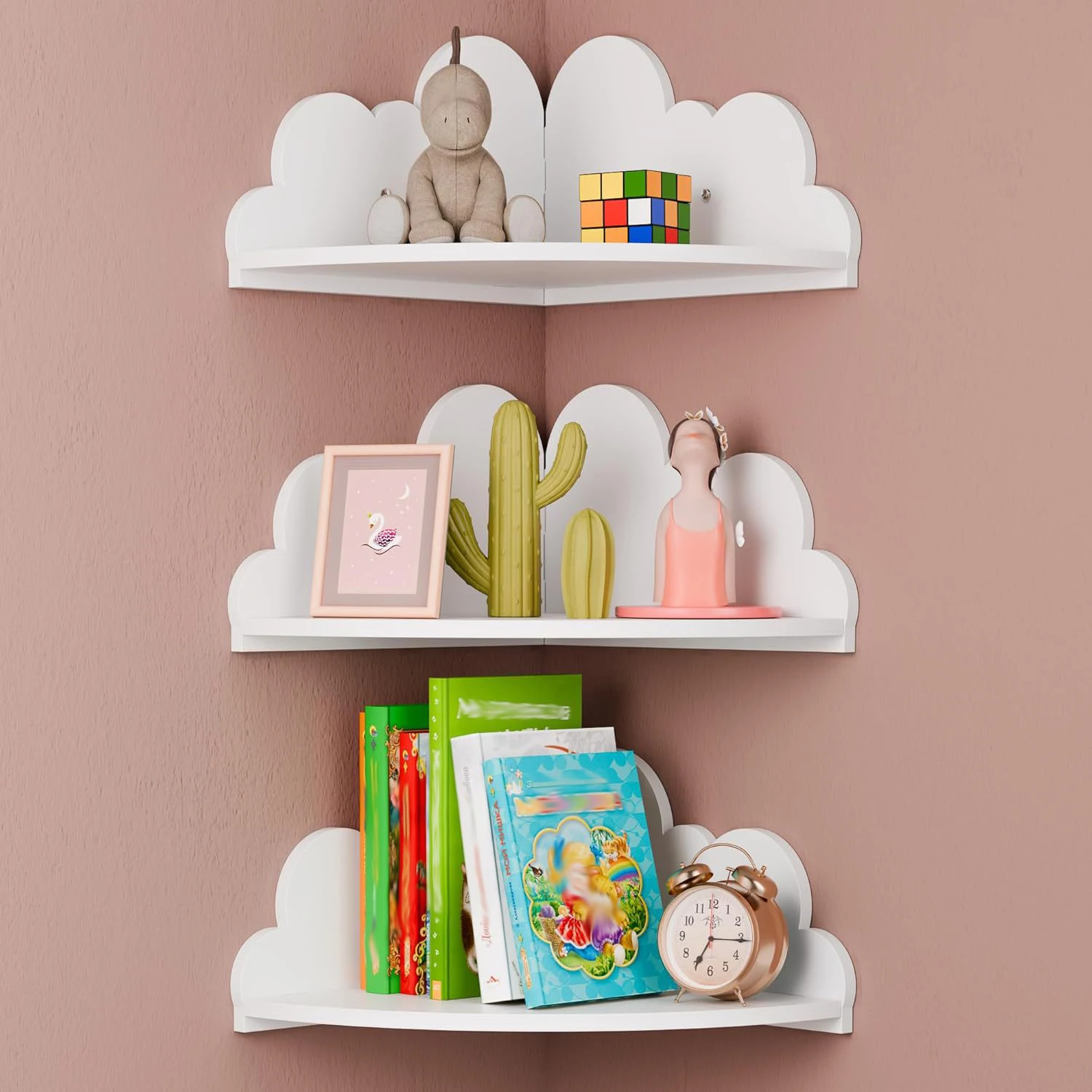 Estante de almacenamiento con forma de nube de 1-3 capas para dormitorio de niños, sala de estar, estante Triangular creativo, organizador, estante decorativo de nube para niños
