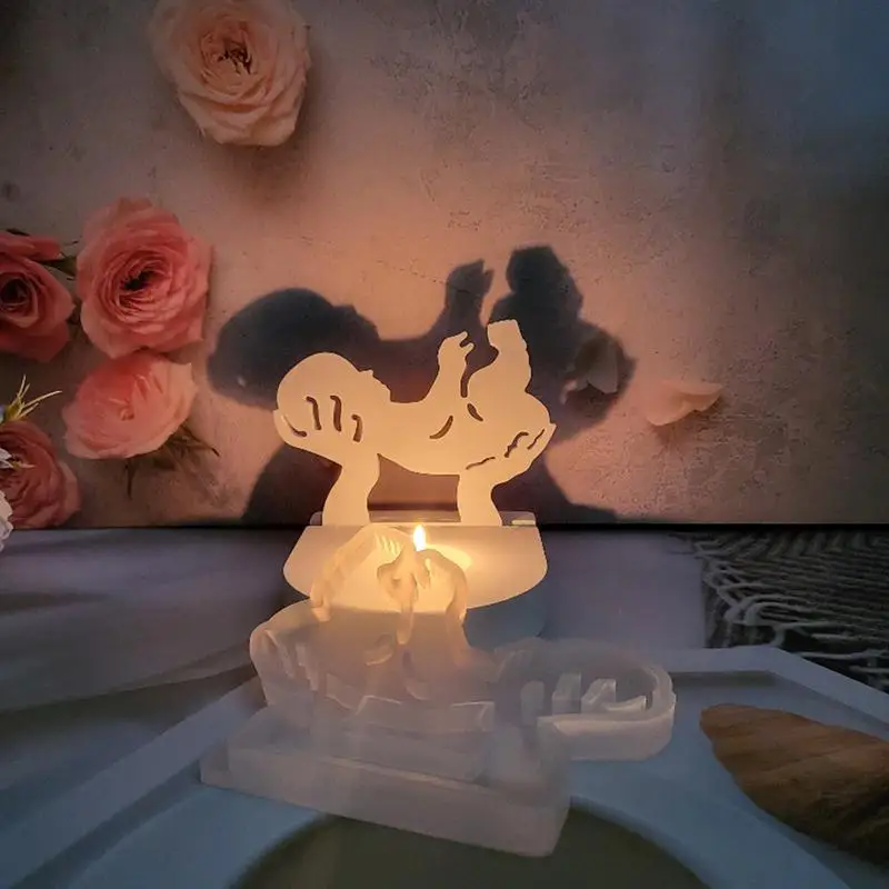 Molde de soporte de vela de silicona para niños, soporte de mano, moldes para fundición de resina - imagen 4