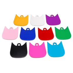 Venta al por mayor, 100 Uds., etiquetas de identificación de gato personalizadas de aluminio con cara de gato, etiqueta de nombre de mascota, placa de identificación de número de teléfono grabada personalizada para Collar