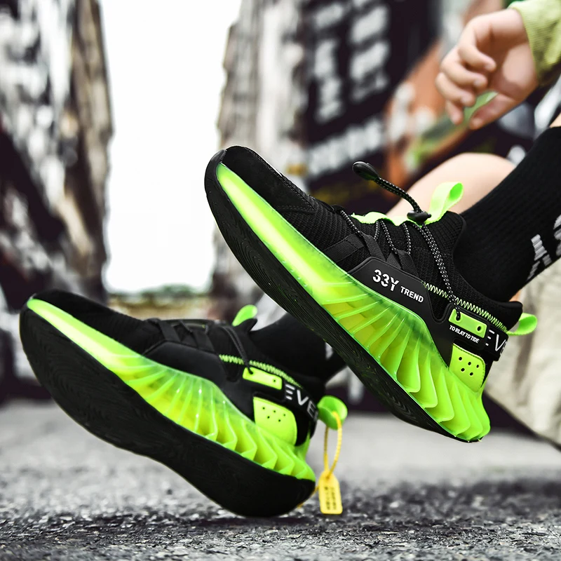 Nuevas zapatillas de deporte de malla para hombre, zapatos informales transpirables para hombre, zapatos ligeros suaves con suela gruesa y agujeros, zapatos atléticos para correr - imagen 5