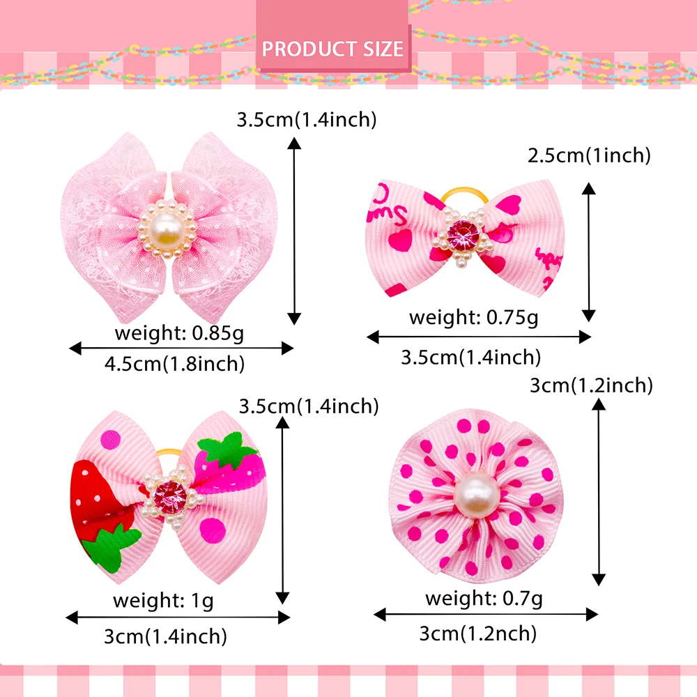 Lazos para el pelo de perros pequeños, accesorio para el pelo de perlas y diamantes, con lazo para gato, 100 unidades por par - imagen 3