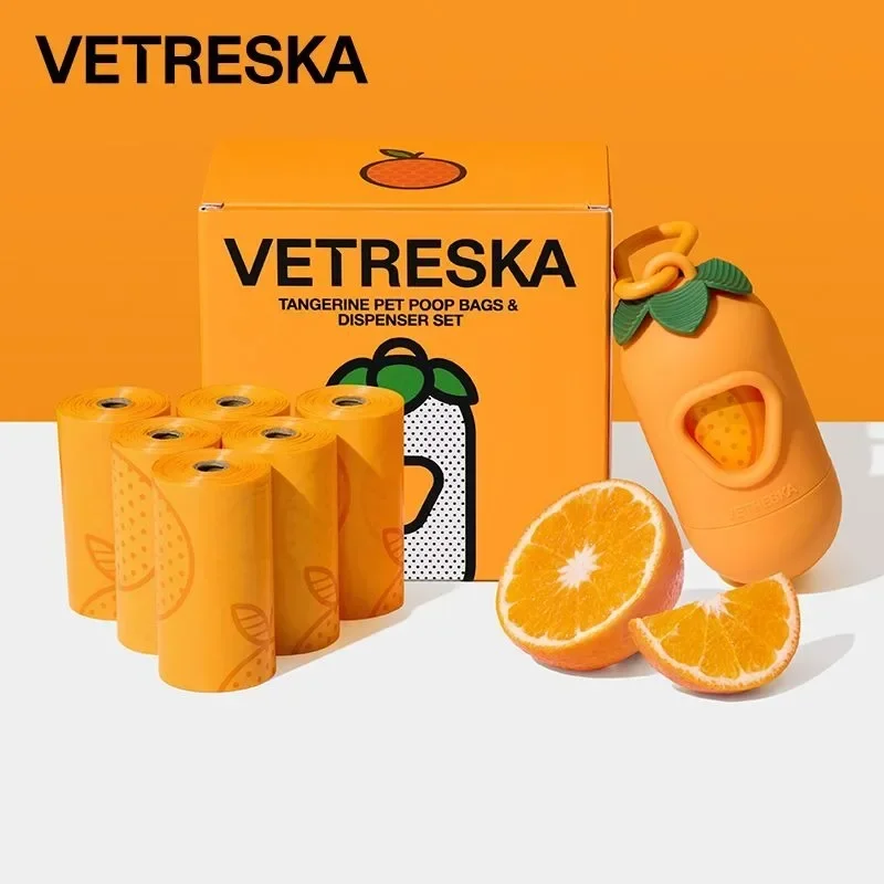 Bolsas de caca de perro con sabor naranja, bolsa portátil para caminar con fragancia al aire libre, bolsas de basura degradables, suministros para mascotas, accesorios
