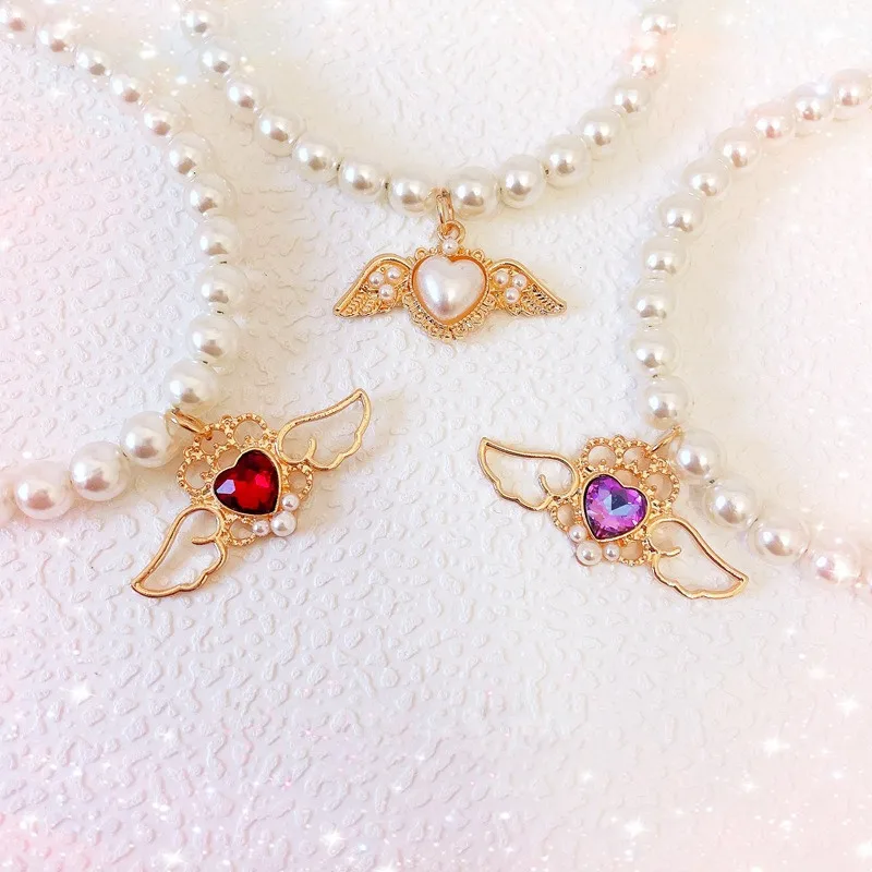 Collar de perro con tachuelas de diamantes y colgante de ala de Ángel, Collar de gato ajustable hecho a mano de alta gama, accesorios para perros - imagen 4