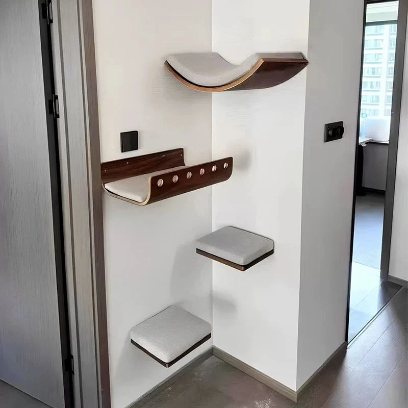 Estante de pared en forma de gato Estante de pared de madera natural Estante de pared adecuado para salas de estar Para usar con mascotas - imagen 5