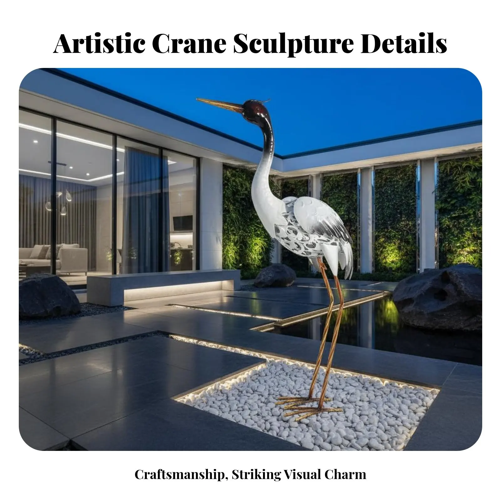 Grulla de jardín decorativa – Resistente a la intemperie