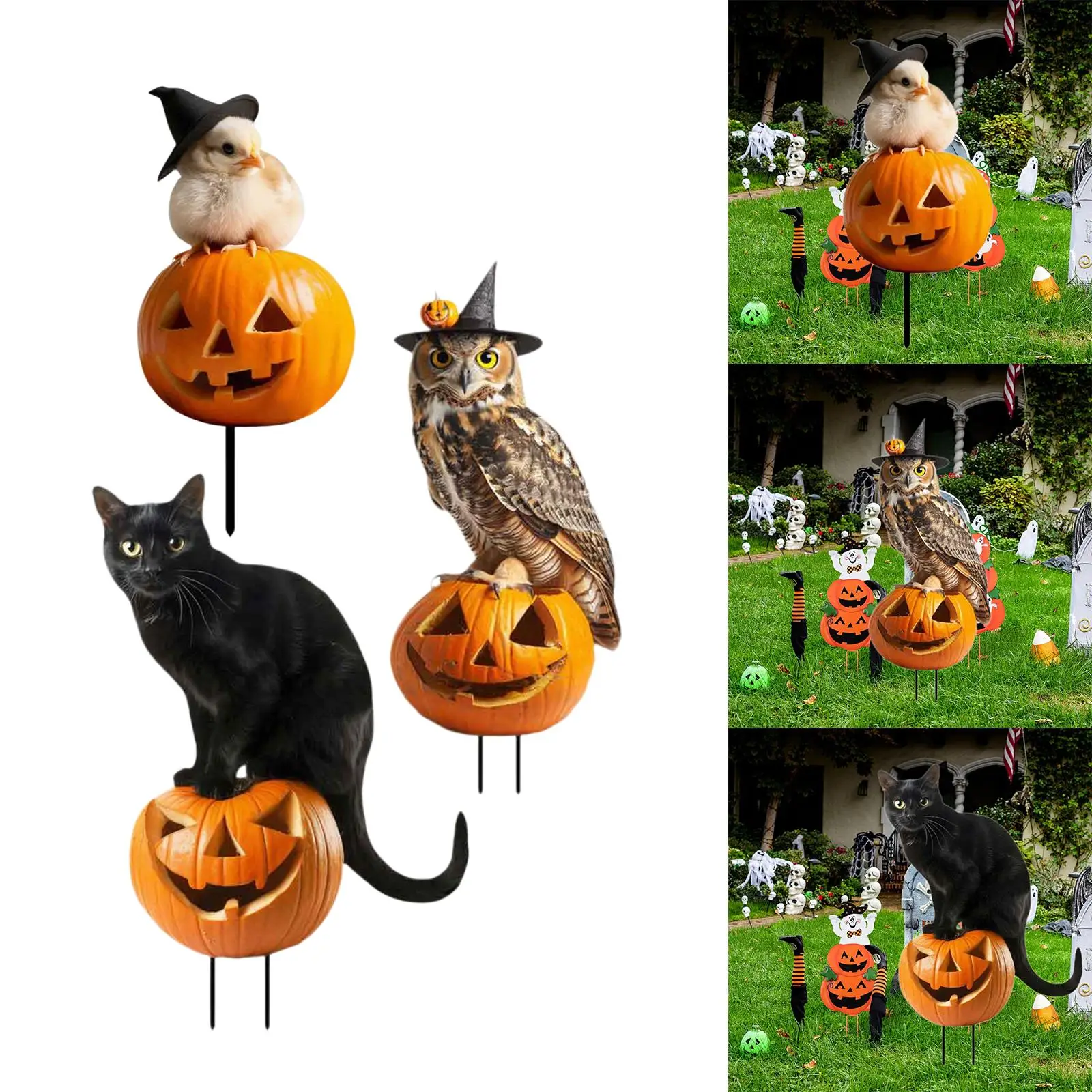 Estaca de jardín de Halloween, letrero de hierro decorativo para Patio, camino, granja, porche, acera - imagen 3