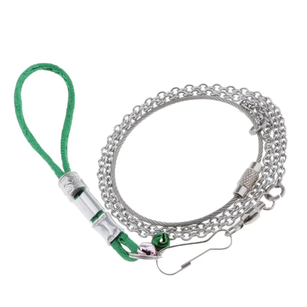2 Pieces Stainless Steel Bird Supplies Parrot Neck Rope + Foot Chain, Conducive