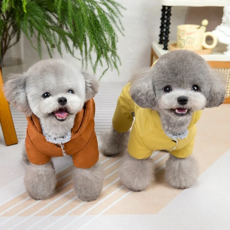 ชุดจั๊มสูทสุนัขหรูหรา อุ่นสบาย เสื้อผ้าสุนัขสำหรับฤดูหนาว พร้อมห่วงรูปตัว D เสื้อโค้ทบุนุ่มหนา พิมพ์ลายน่ารัก เสื้อฮู้ดสำหรับแมว ชุดสำหรับสัตว์เลี้ยง - imagen 4