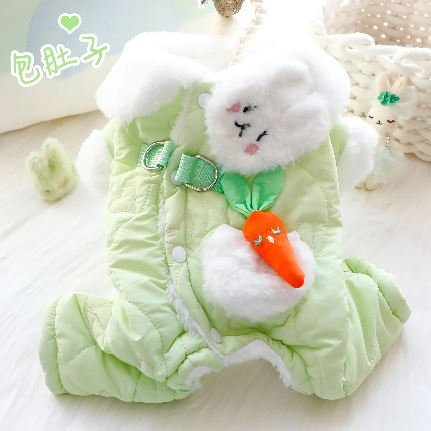 Ropa para perros, abrigo de algodón grueso para envolver el vientre, Chaqueta de algodón de Estilo Princesa para perros pequeños, ropa de peluche para invierno y otoño - imagen 2