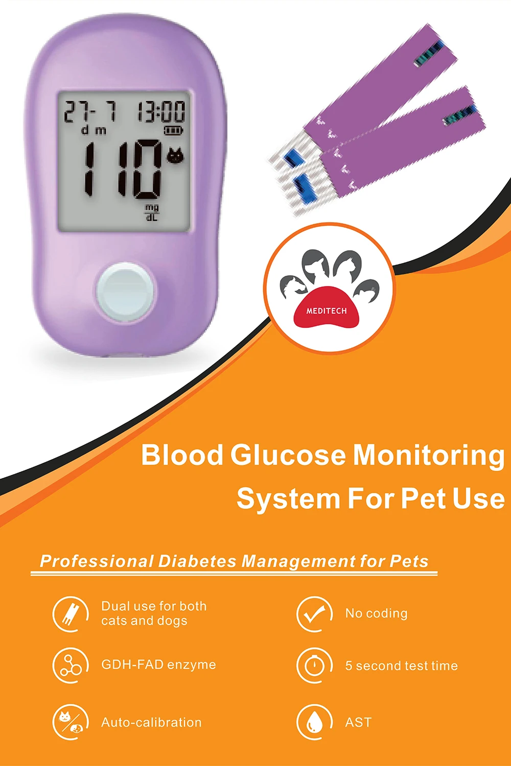 Para animales, gatos y perros, inspección del sistema de azúcar en sangre, suministros para mascotas, clínica profesional de gestión de la diabetes - imagen 3