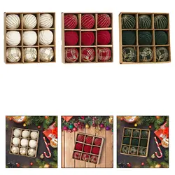 9 Uds. De bolas navideñas de terciopelo de 2,4 pulgadas, decoración multiusos ligera y resistente para manteles festivos, decoración inastillable