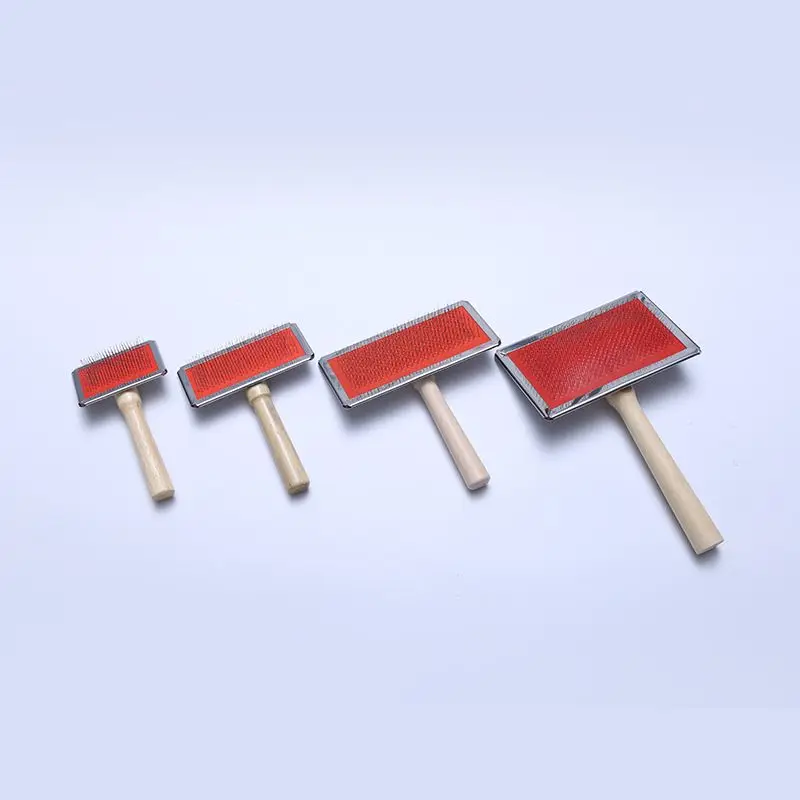 Peine de aguja de acero para perros y mascotas con mango de madera, cepillo de depilación para perros y gatos, rastrillo, herramienta de masaje de limpieza para mascotas, cepillo para mascotas