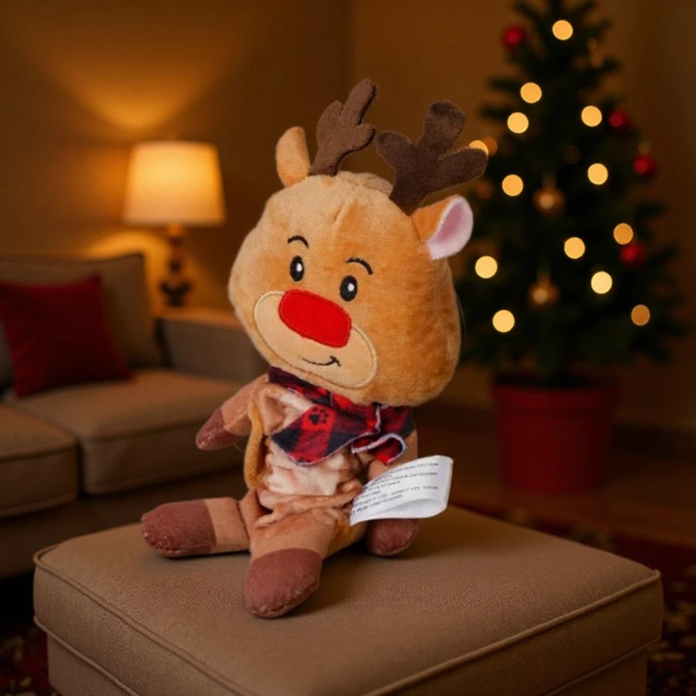 Juguete navideño para mascotas con chirrido para perros pequeños y medianos, cachorro masticable de felpa, perro grande, muñecos que juegan, limpieza de dientes, juguetes para mascotas