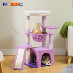 Árbol rascador para gatos con poste de sisal, hamaca y condominio