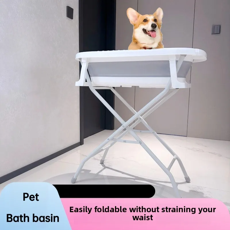 Lavabo de baño para mascotas, bañera plegable, soporte elevado para perros y gatos, mesa de lactancia que evita la flexión sobre productos de limpieza para mascotas, accesorios