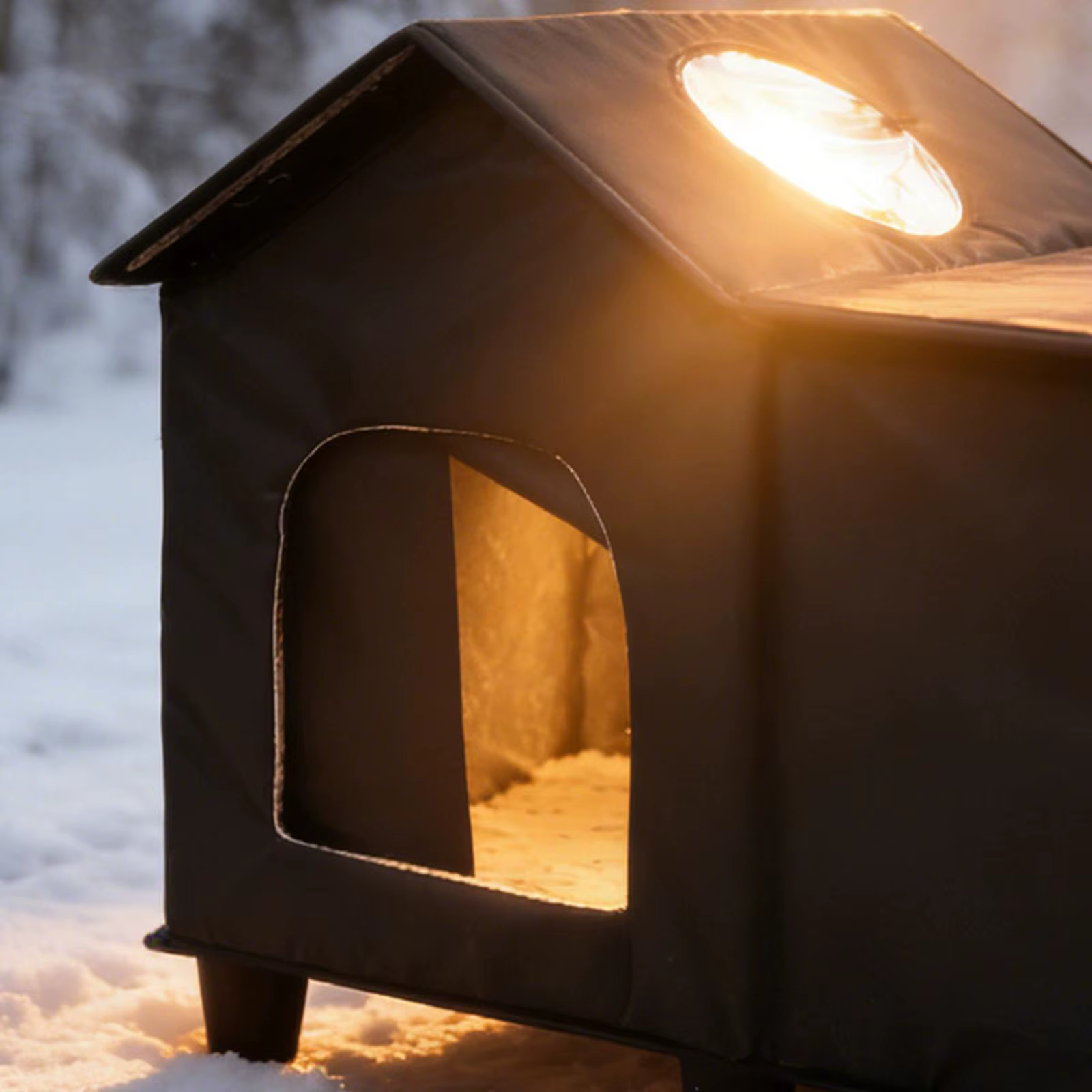 Casa Oxford elevada cálida impermeable para gatos y cachorros exterior - imagen 4