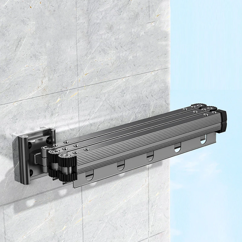 Tendedero plegable de aleación de aluminio, secador de ropa ahorrador de espacio, tendedero plegable montado en la pared, sin colgador de ropa para balcón - imagen 3