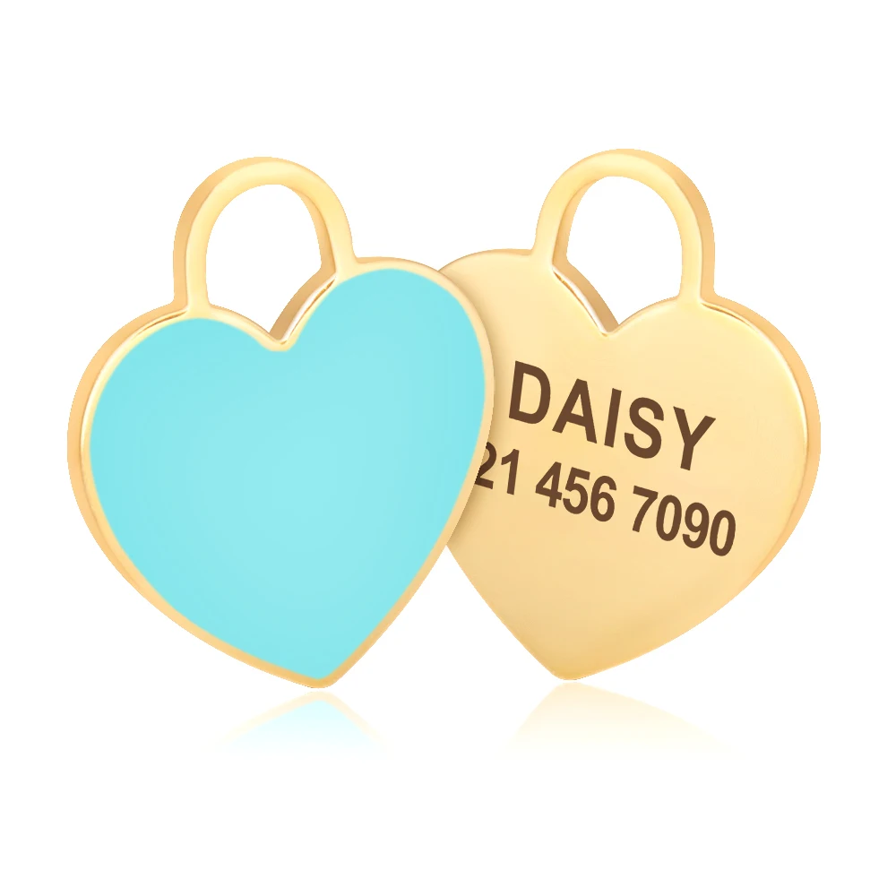 Etiqueta de identificación personalizada para perros y gatos, placa de identificación grabada gratis, colgante para Collar de mascotas, accesorios de corazón, Shpae - imagen 2