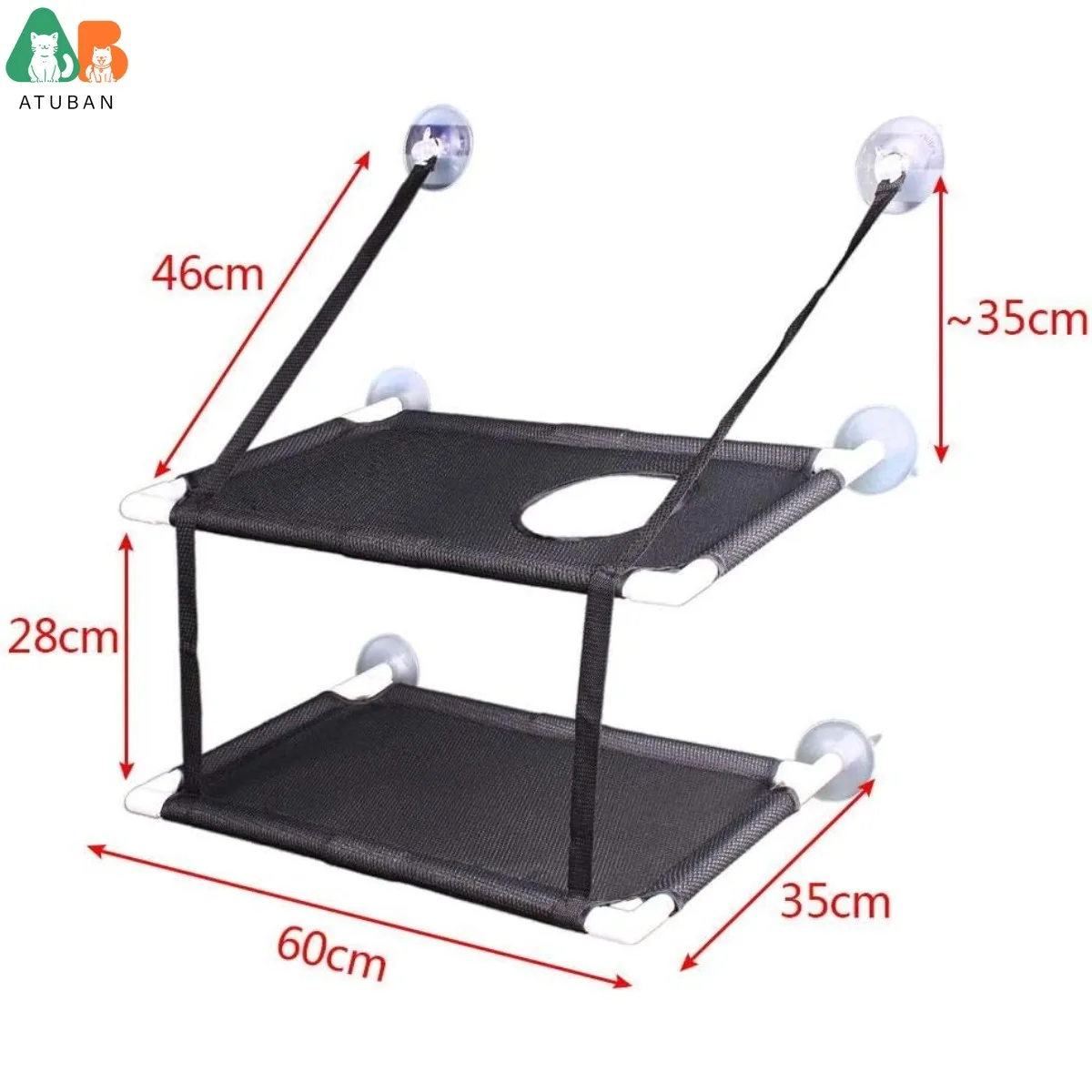 Hamaca para gatos en ventana estable 360 grados con 2 ventosas - imagen 2