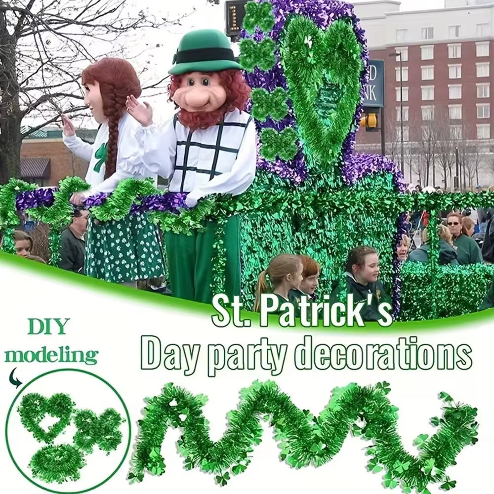 Guirnalda San Patricio con tréboles - Decoración festiva para casa de mascotas - imagen 4