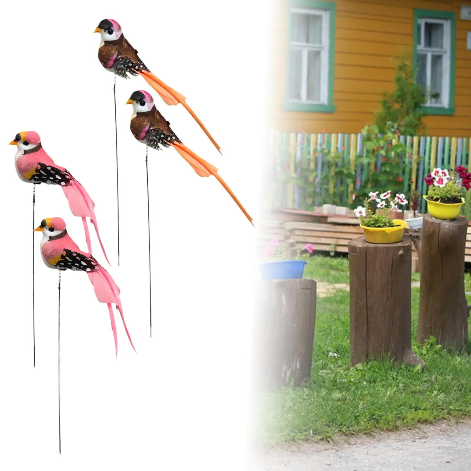 2Pcs Birds Garden Stakes Bird Statue Lifelike Animal Statue Bird Garden Decor Bird Ornament for Lawn Decoration Backyard Path
