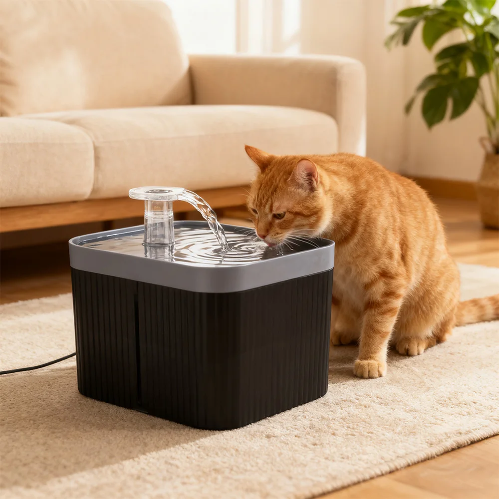 Fuente de agua para gatos de gran capacidad de 2,5 L, fuente para mascotas con bomba ultrasilencioso, diseño antisalpicaduras y filtración duradera para gatos