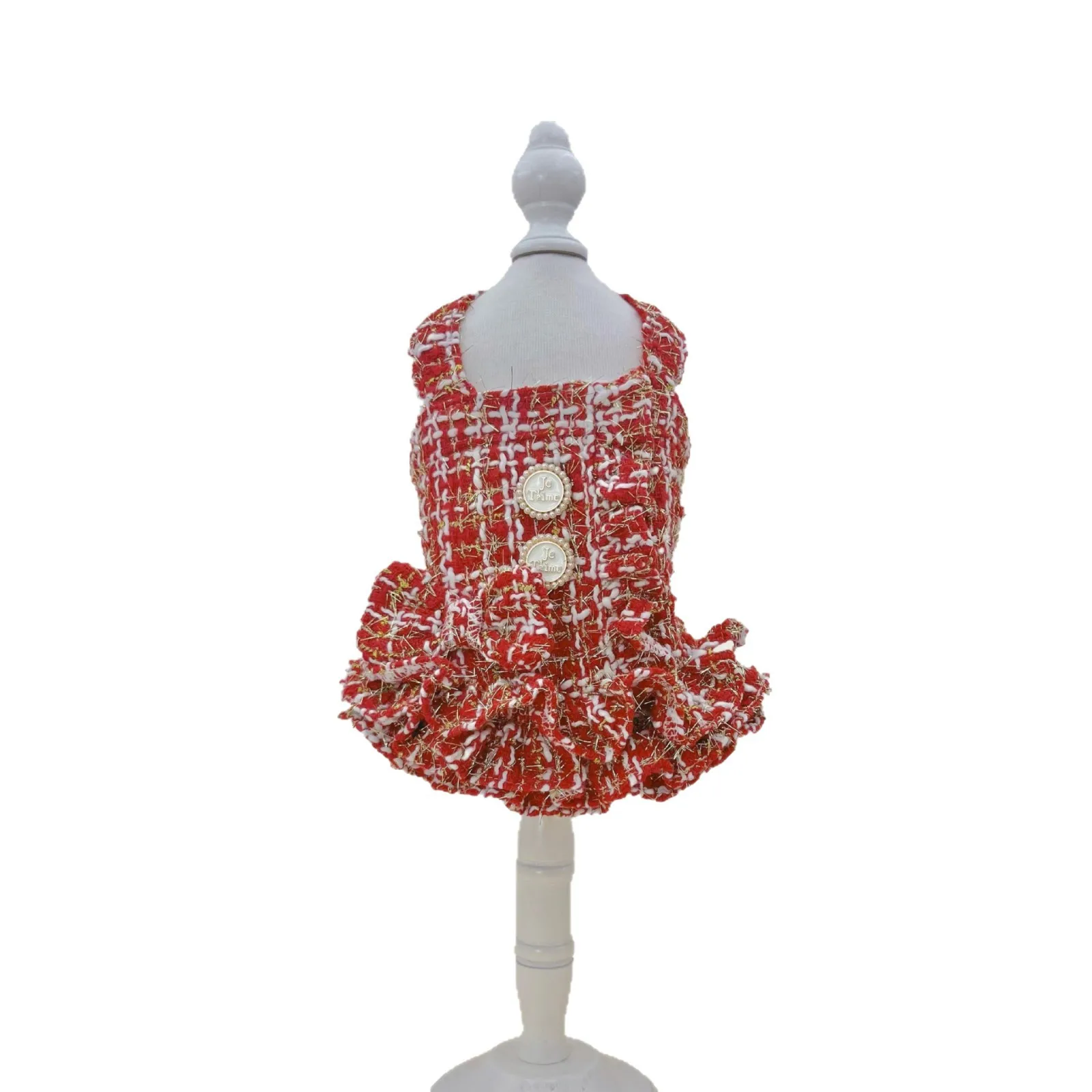 Falda esponjosa de piel navideña para mascotas, falda de princesa con lazo rojo, abrigo de invierno, vestidos para perros pequeños, ropa para cachorros, otoño e invierno - imagen 5