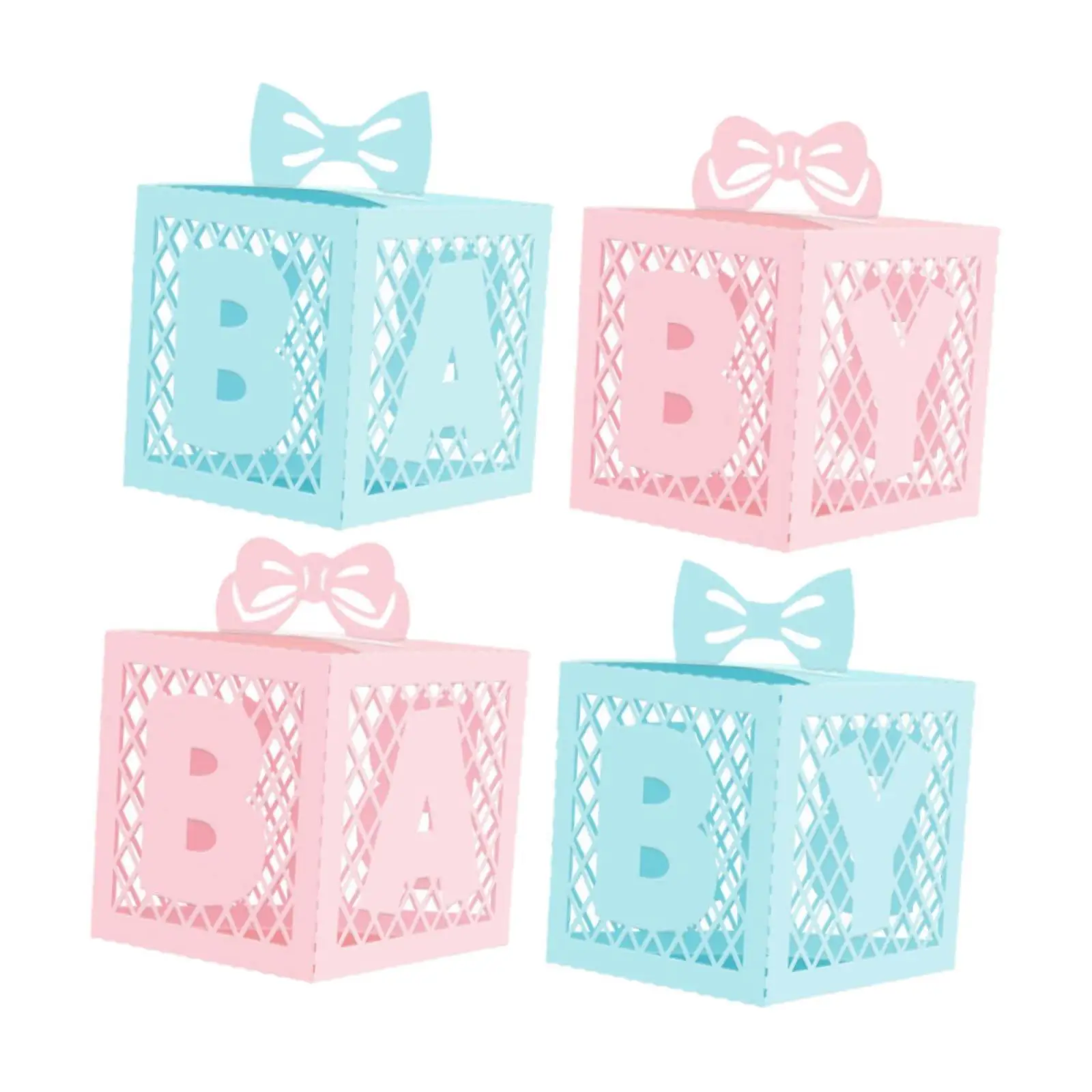 Set of 4 Baby Boxes with Letters, Block Pattern, Box Decoration