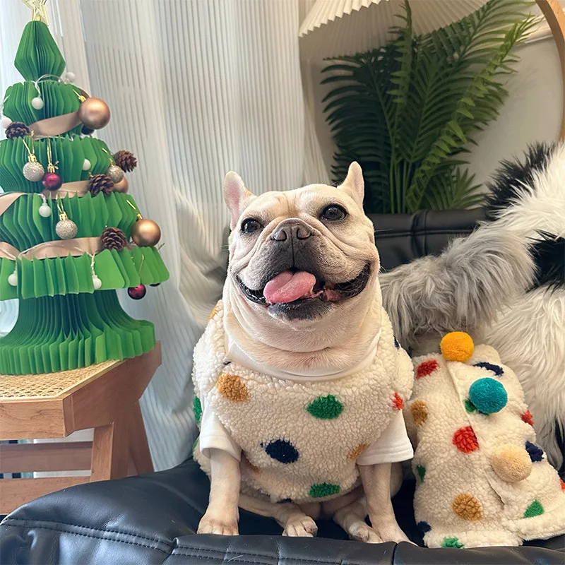 Ropa de invierno para mascotas, chalecos cálidos, abrigos para perros pequeños y ropa de Bulldog Francés de tamaño Nedium, chaquetas navideñas para perros