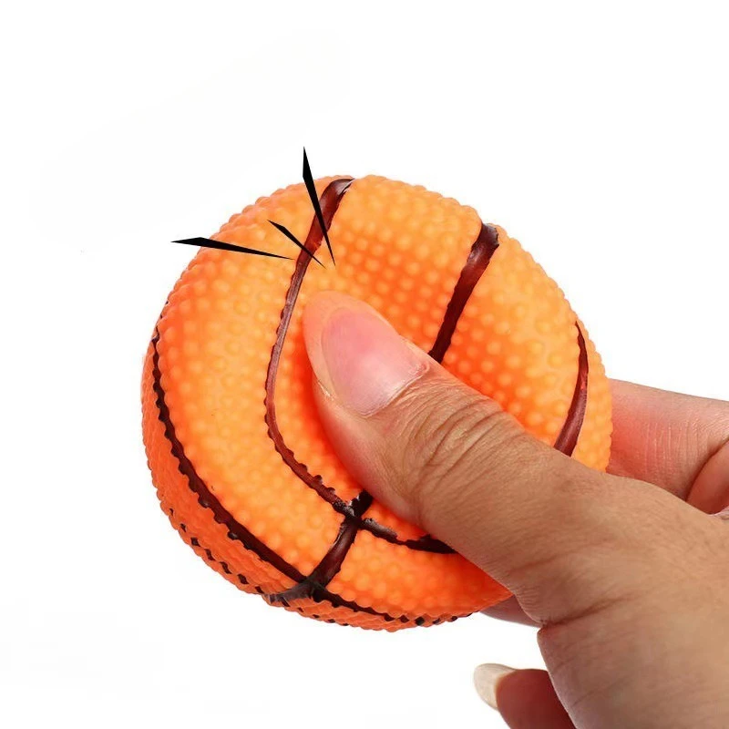 Juguete para masticar con pelota chirriante para perros, pelota de entrenamiento interactiva para cachorros y gatos, divertido diseño de baloncesto para rechinar y jugar con los dientes - imagen 3