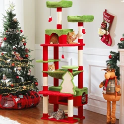Árbol de Navidad para gatos con poste sisal y perchas acolchadas