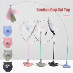 Juguete interactivo para gatos: varita de plumas con campana y ventosa