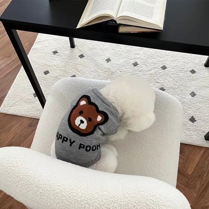 Otoño/Invierno suéter de punto para mascotas lindo oso Sudadera con capucha Teddy Cat Yorkshire perro pequeño ropa para perros Pomerania ropa para cachorros de otoño - imagen 4
