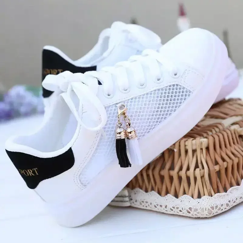 Zapatillas transpirables para mujer – Zapatos casuales de malla beige - imagen 4