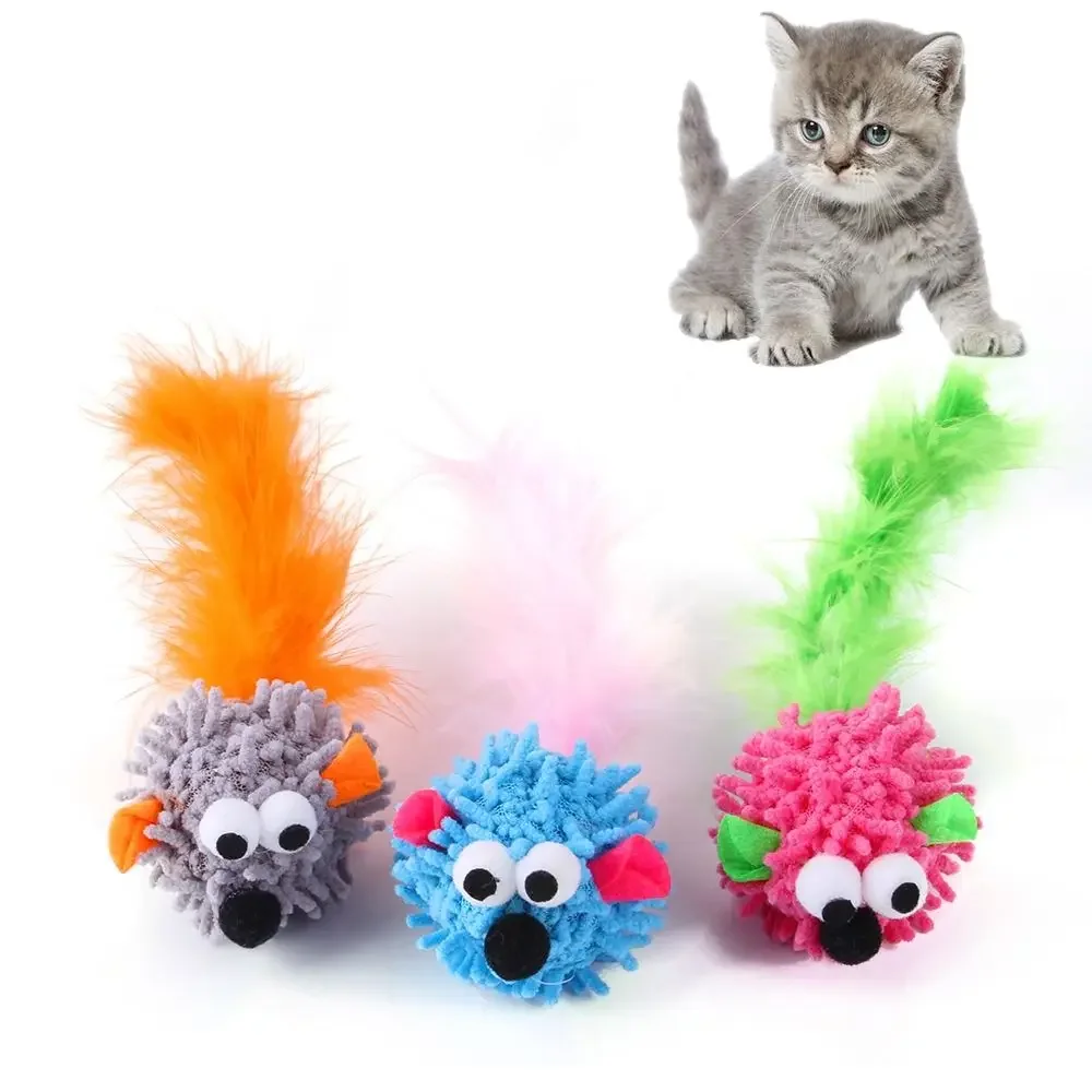 Juguete de felpa para mascotas, juguete de Simulación interactiva, divertido, ratón, pluma, suministros para gatos, juego de persecución para gatos, 1 piezas - imagen 4
