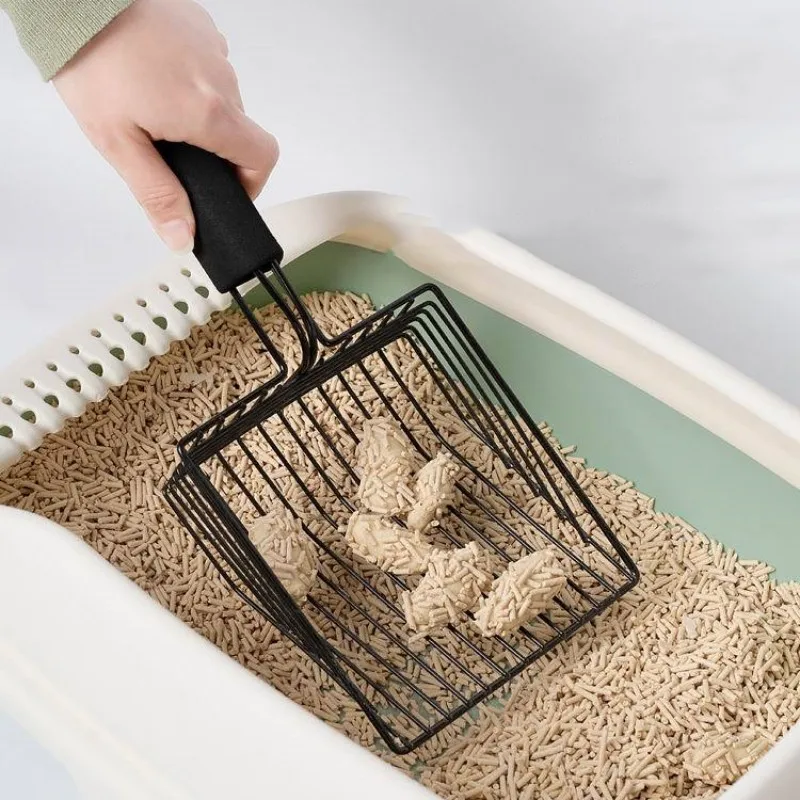 Pala de arena para gatos, pala de arena de Metal para gatos, pala con mango cómodo para gatos, herramientas de limpieza de inodoro, pala para gatos de acero inoxidable