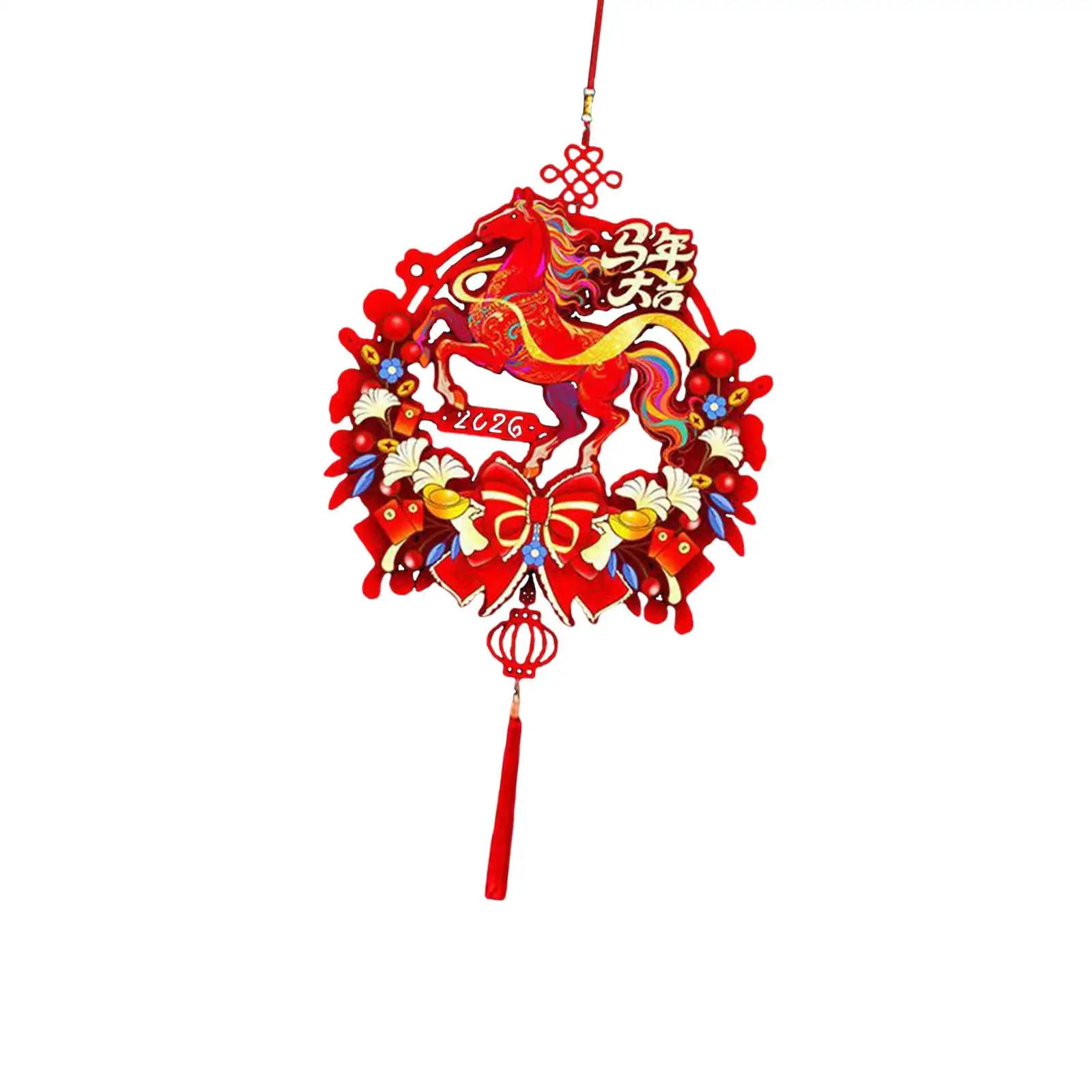 Chinese New Year Hanging Decorations 2026 Horse Ornament Window Spring Festival Chinese Characters Tassel Pendants Door Sign