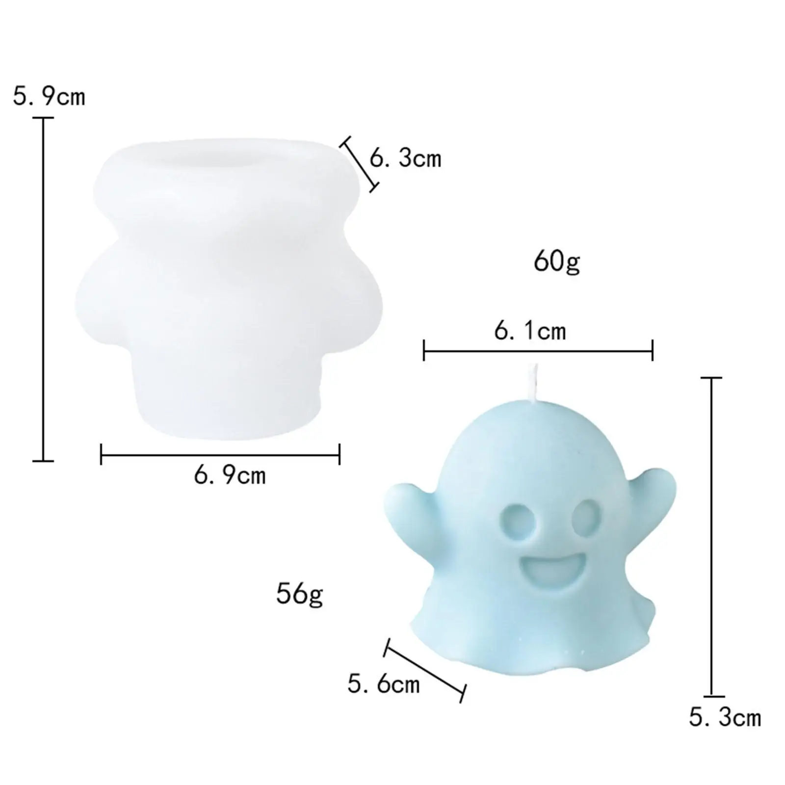 3D Ghost Candle Model Epoxy Resin Casting Party Decor Decoration Cute Handmade Crafting DIY Halloween Living Room Candle Making