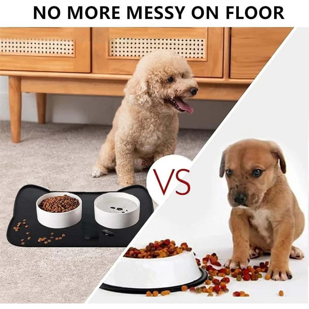 Estera de alimentación para mascotas para perros y gatos, varios colores, silicona, impermeable, lavable, tazón de comida para gatos, mantel individual para perros y gatos con borde elevado - imagen 4