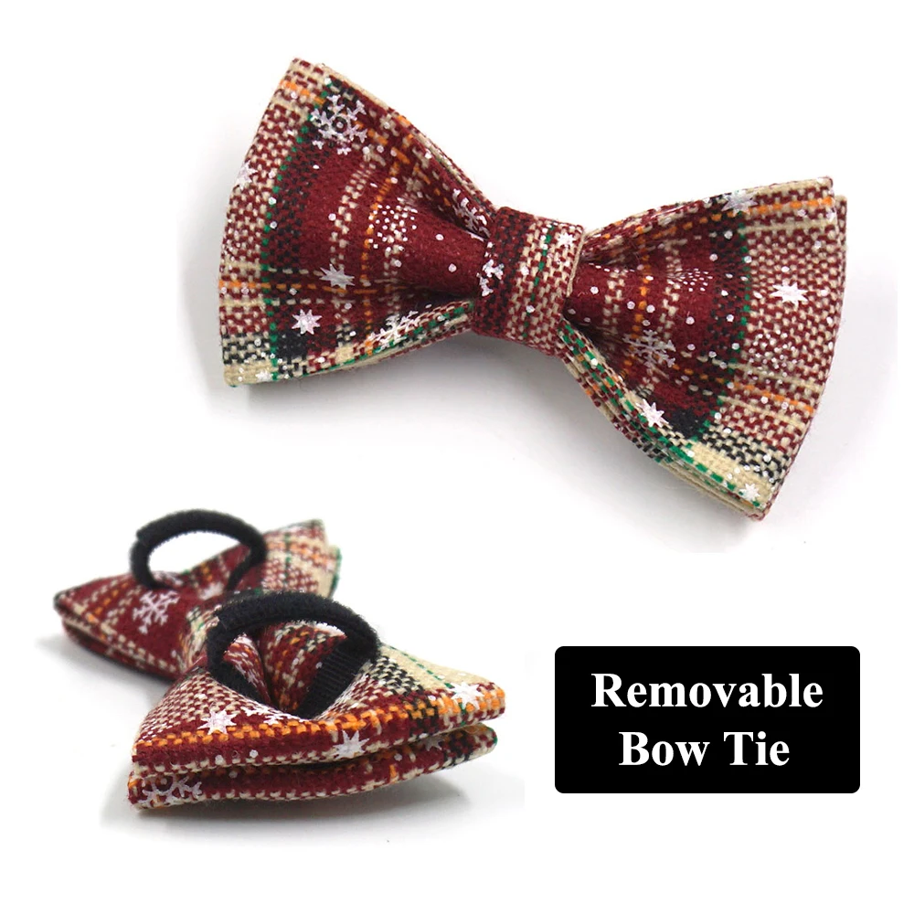 Cat Collar Christmas Personalzied Name Bow Tie Collar with Leash for Small Dog Anti-Lost Safety Dog Harness Holiday Pet Gift Set - imagen 5