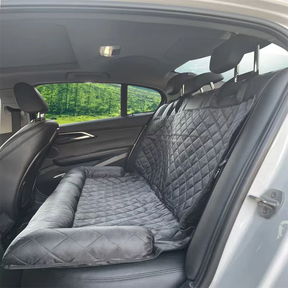 Funda de asiento para perro, duradera y suave, antideslizante, a prueba de arañazos, 3 asientos, fundas para asiento trasero de mascotas, hamaca con cinturón para coches, camiones, SUV, viajes, 1 ud. - imagen 2
