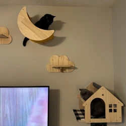 Juego de muebles para gatos, hamaca para rascar gatos, escalera de madera, juguetes para gatos de interior, descanso y juego