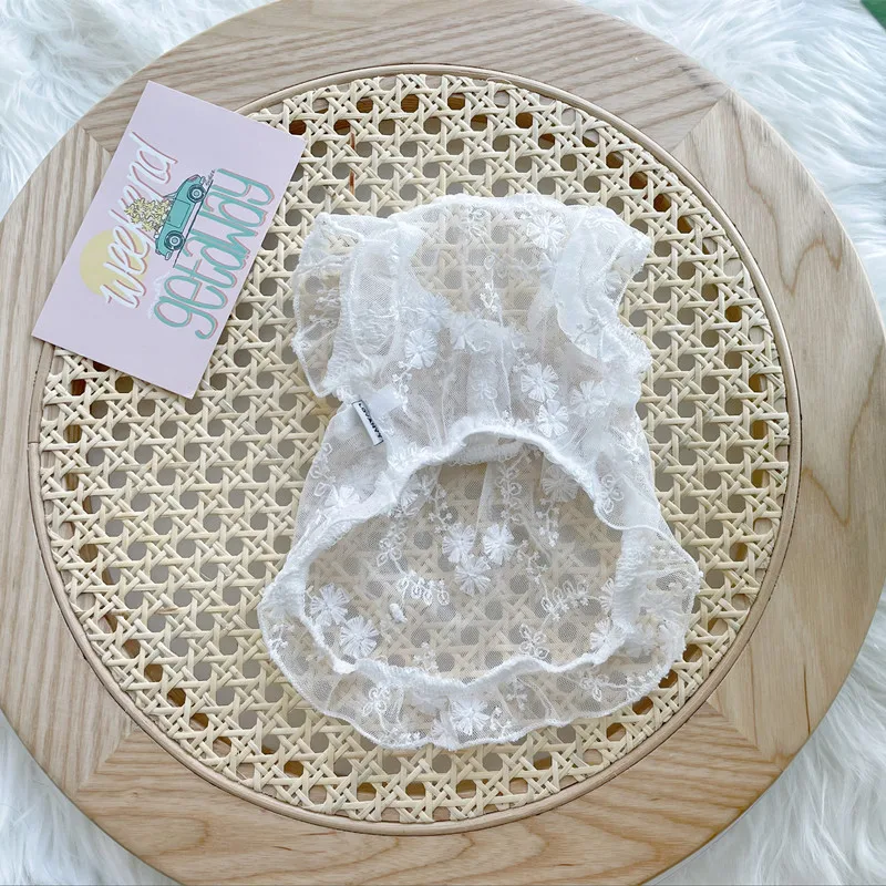 Vestido de encaje blanco de princesa para deshierbe de perro, malla fresca para gato, ropa para perros pequeños y medianos, Chihuahua, falda para mascotas, nuevo - imagen 2