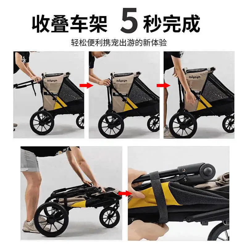 Cochecito para perros de tamaño pequeño y mediano, plegable con productos para mascotas en bicicleta - imagen 4