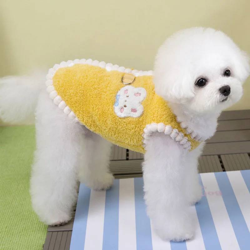 Ropa de invierno para perros, abrigo de lana amarillo y azul, chaqueta para perros pequeños, ropa de perro salchicha Yorkie, disfraz, chaleco para cachorros, chaqueta, trajes XXL - imagen 3