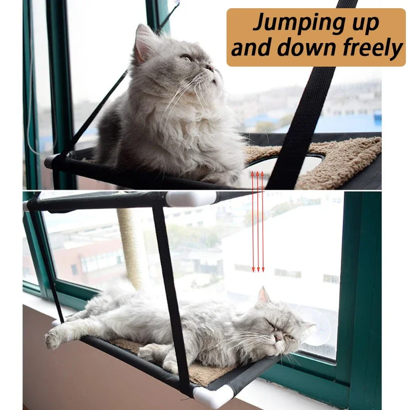 Hammack de doble capa para gatito, ventana colgante para tomar el sol, estera de terciopelo para gato, ventosa, poste rascador de Sisal duradero - imagen 2
