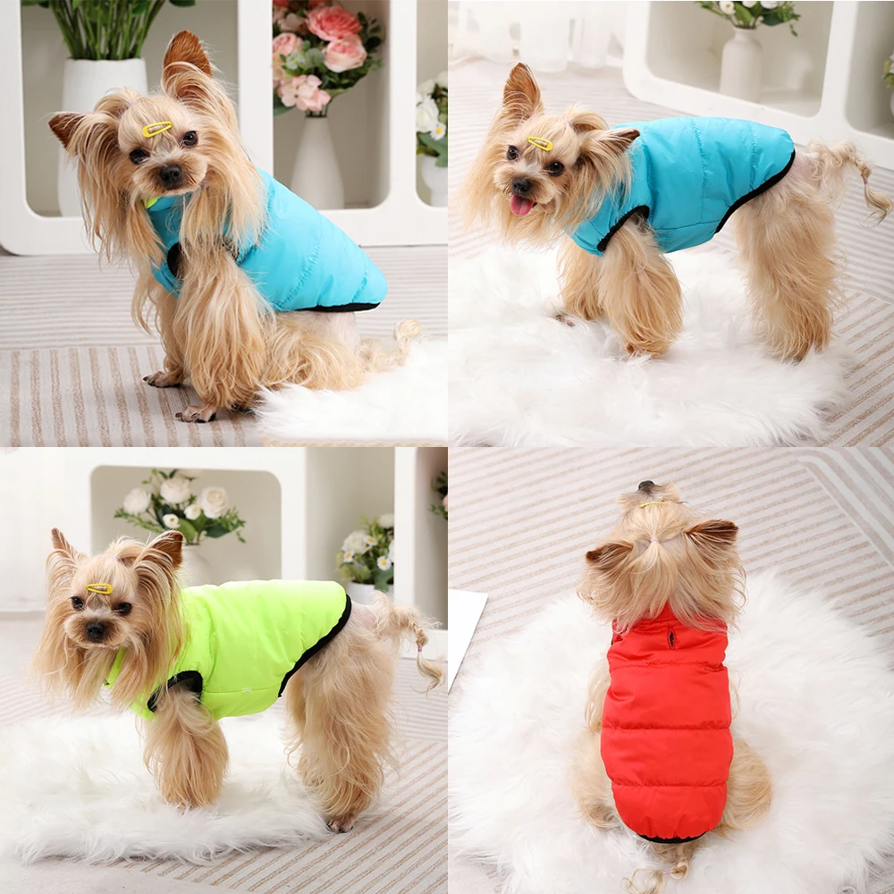 Chaqueta Reversible para mascotas, ropa cálida para perros, abrigo ligero impermeable para cachorros, chaleco para perros, gatos, Chihuahua, Pug, otoño e invierno - imagen 5