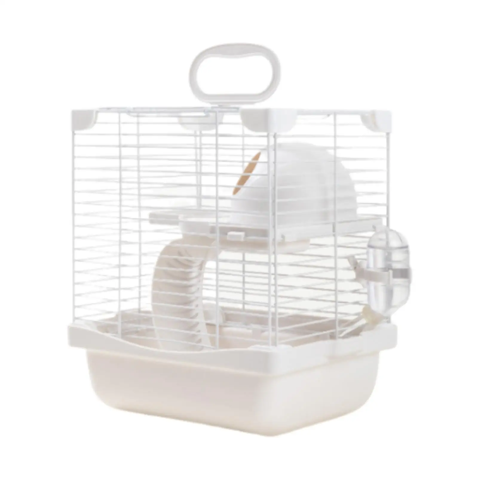 2 Tiers Hamster Cage Enclosure Portable for Mouse Rat with Water Bottle, Food Bowl High Chassis Design Versatile 7.4x9x11inch