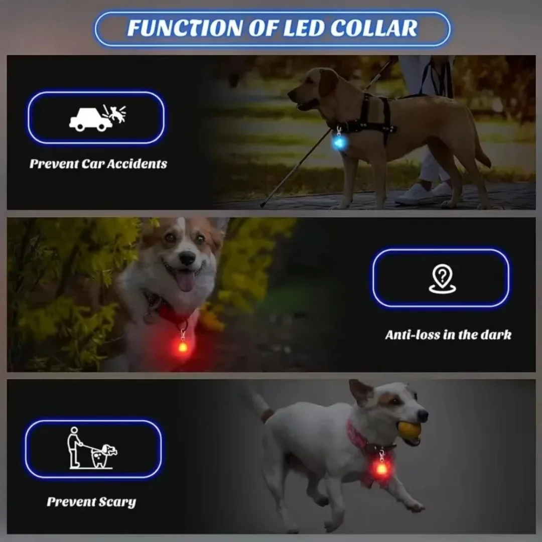Collar colgante LED para mascotas, Collar impermeable para perro, luz para caminar al aire libre, Collar LED de silicona para seguridad para perros - imagen 5
